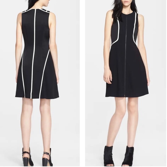 Rag & Bone Andrea Black & Tan Fully Functional Front Zipper Closure Dress Size 4